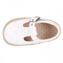 PLUMETI COTTON canvas little T-Strap shoes espadrille style for babies.