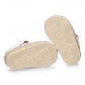 PLUMETI COTTON canvas little T-Strap shoes espadrille style for babies.