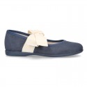 New SPRING SUMMER canvas Mary Jane shoes with ties closure with big bow.