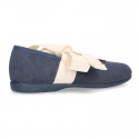 New SPRING SUMMER canvas Mary Jane shoes with ties closure with big bow.