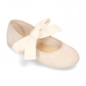 New SPRING SUMMER canvas Mary Jane shoes with ties closure with big bow.