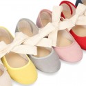 New SPRING SUMMER canvas Mary Jane shoes with ties closure with big bow.