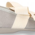 New SPRING SUMMER canvas Mary Jane shoes with ties closure with big bow.