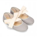 New SPRING SUMMER canvas Mary Jane shoes with ties closure with big bow.