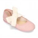 New SPRING SUMMER canvas Mary Jane shoes with ties closure with big bow.