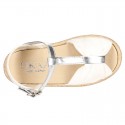 Little T-Strap SANDAL shoes espadrille style in metal canvas.