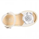 Metal canvas Sandal espadrille shoes with FLOWER design.