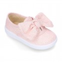 Metal canvas Bamba shoes with sweet BOW design.