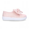 Metal canvas Bamba shoes with sweet BOW design.