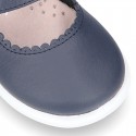 Little Washable leather MARY JANE shoes in navy color with buckle fastening.