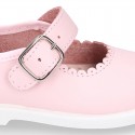 Little Washable leather MARY JANE shoes with buckle fastening.