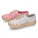 CHICKS print canvas little laces-up shoes espadrille style for kids.