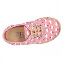 CHICKS print canvas little laces-up shoes espadrille style for kids.