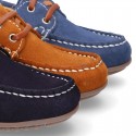 Classic suede leather Boat shoes with shoelaces and driver type soles for Spring summer.