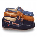 Classic suede leather Boat shoes with shoelaces and driver type soles for Spring summer.