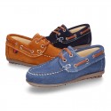 Classic suede leather Boat shoes with shoelaces and driver type soles for Spring summer.