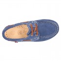 Classic suede leather Boat shoes with shoelaces and driver type soles for Spring summer.