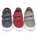 WASHED Cotton Canvas Sneaker with double velcro strap.