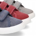 WASHED Cotton Canvas Sneaker with double velcro strap.