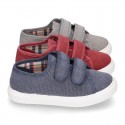 WASHED Cotton Canvas Sneaker with double velcro strap.