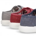 WASHED Cotton Canvas Sneaker with double velcro strap.