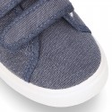 WASHED Cotton Canvas Sneaker with double velcro strap.