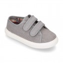 WASHED Cotton Canvas Sneaker with double velcro strap.