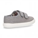 WASHED Cotton Canvas Sneaker with double velcro strap.