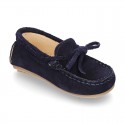 Suede leather Moccasin shoes with bows for little KIDS.