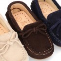 Suede leather Moccasin shoes with bows for little KIDS.