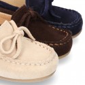 Suede leather Moccasin shoes with bows for little KIDS.