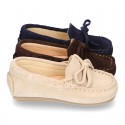 Suede leather Moccasin shoes with bows for little KIDS.