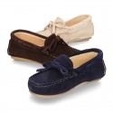 Suede leather Moccasin shoes with bows for little KIDS.