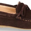 Suede leather Moccasin shoes with bows for little KIDS.