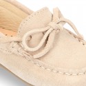 Suede leather Moccasin shoes with bows for little KIDS.