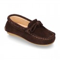 Suede leather Moccasin shoes with bows for little KIDS.