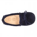 Suede leather Moccasin shoes with bows for little KIDS.