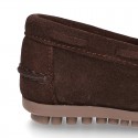 Suede leather Moccasin shoes with bows for toddler kids.