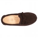 Suede leather Moccasin shoes with bows for toddler kids.