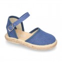 LINEN canvas espadrille shoes with buckle fastening.