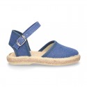 LINEN canvas espadrille shoes with buckle fastening.