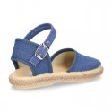 LINEN canvas espadrille shoes with buckle fastening.