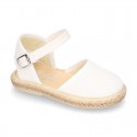 LINEN canvas espadrille shoes with buckle fastening.