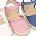 LINEN canvas espadrille shoes with buckle fastening.