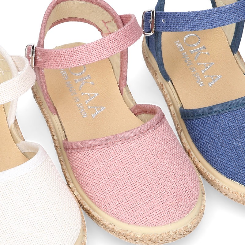 LINEN canvas espadrille shoes with buckle fastening. VP020 | OkaaSpain