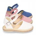 LINEN canvas espadrille shoes with buckle fastening.