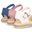 LINEN canvas espadrille shoes with buckle fastening.