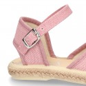 LINEN canvas espadrille shoes with buckle fastening.