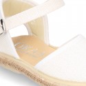 LINEN canvas espadrille shoes with buckle fastening.