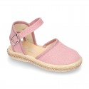 LINEN canvas espadrille shoes with buckle fastening.